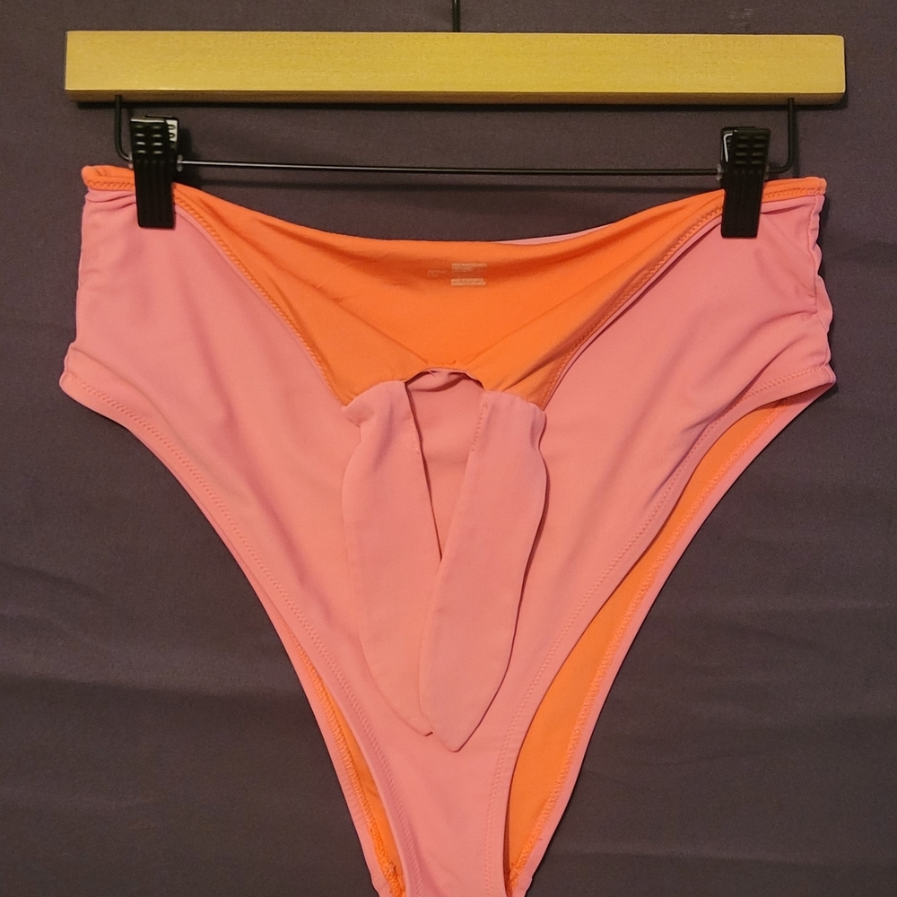 Aerie Vibrant Pink High-Waisted Hi-cut Cheeky Bikini Bottom